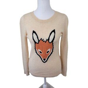 Only Mine Crew Neck Wool Cashmere Fox Design Sweater Women's Size S